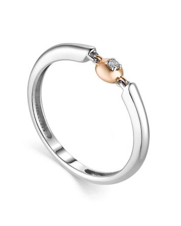 Silver Golden Ring With Dancing Diamond The Diva, Ring Size: 7 / 17.5, image 