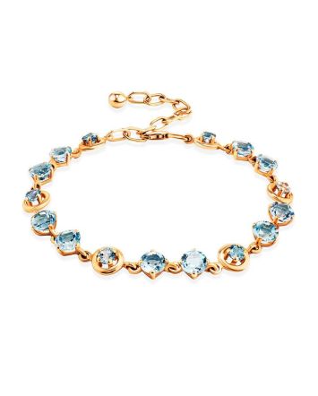 Wonderful Golden Link Bracelet With Topaz, image 