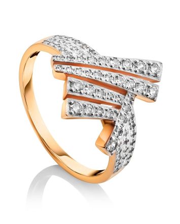 Crystal Encrusted Golden Ring, Ring Size: 9.5 / 19.5, image 