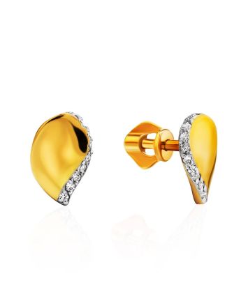 Bright Gold Plated Studs With Crystals, image 