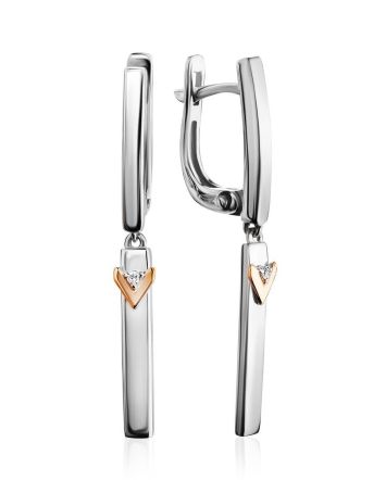 Silver Dangles With Golden Details And Diamonds The Diva, image 