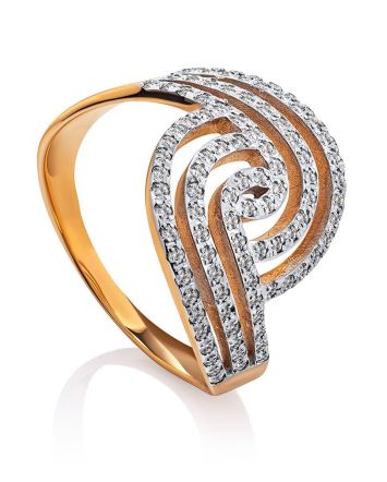 Curvaceous Golden Ring With Crystals, Ring Size: 10 / 20, image 