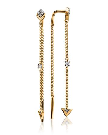 Gold Plated Chain Dangles With Crystals, image 