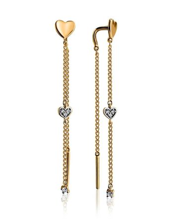 Refined Gold Plated Dangle Earrings With Crystals, image 