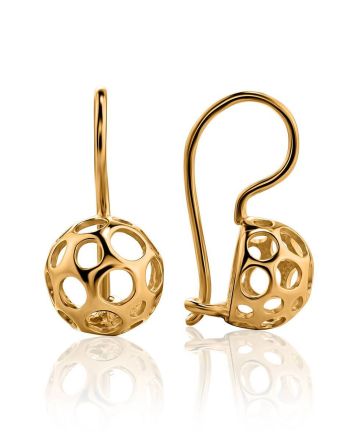 Chiselled Gold Plated Earrings, image 