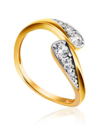 Feminine Open Ring With Crystals, Ring Size: 6.5 / 17, image 