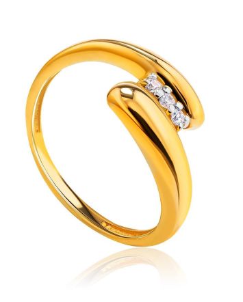 Elegant Gold Plated Ring With Crystals, Ring Size: 7 / 17.5, image 