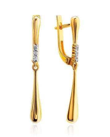 Refined Gold Plated Crystal Dangle Earrings, image 