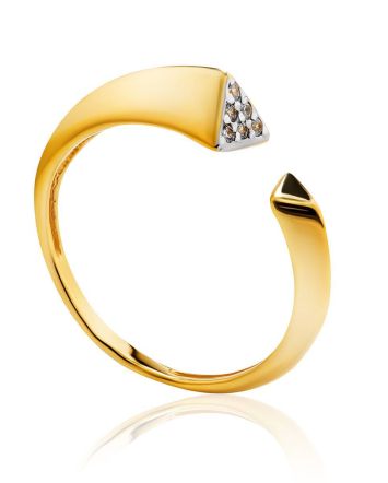 Gold Plated Open Ring With Crystals, Ring Size: 8 / 18, image 