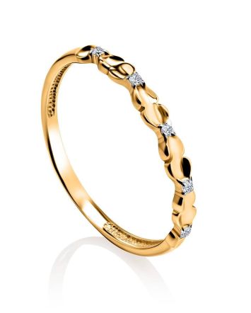 Laconic Gold Plated Ring With Crystals, Ring Size: 6.5 / 17, image 