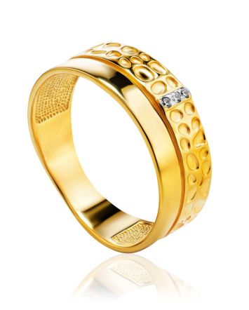 Gold Plated Band Ring With Crystals, Ring Size: 6 / 16.5, image 