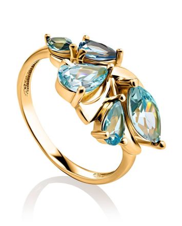Fabulous Gold Plated Ring With Blue Crystals, Ring Size: 7 / 17.5, image 