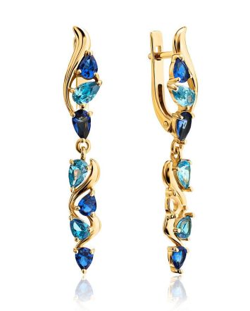 Exquisite Gold Plated Dangles With Crystals, image 