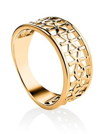 Laced Gold Plated Band Ring, Ring Size: 7 / 17.5, image 