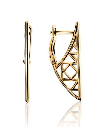 Stylish Geometric Gold Plated Earrings, image 