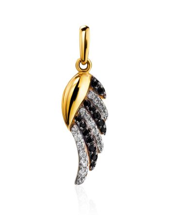 Gold Plated Pendant With Black And White Crystals, image 