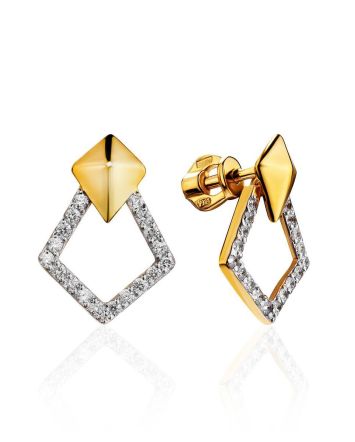 Fabulous Gold Plated Earrings With Crystals, image 