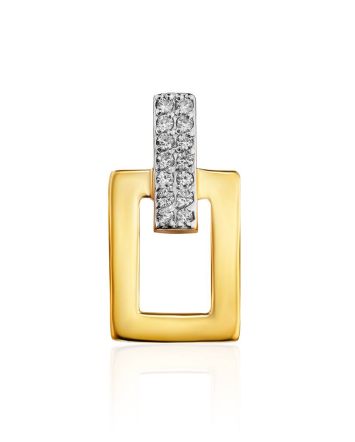 Geometric Gold Plated Pendant With Crystals, image 