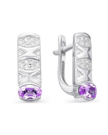 Silver Earrings With Bright Amethysts, image 