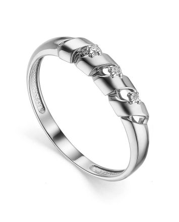 Chic White Gold Diamond Ring, Ring Size: 6 / 16.5, image 