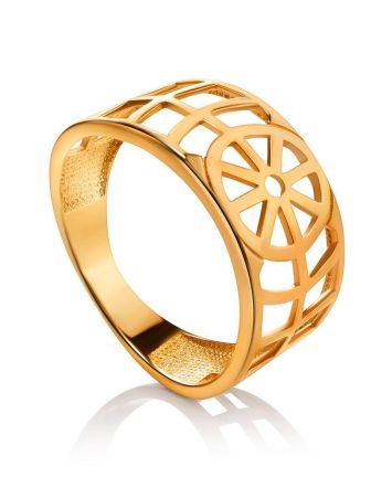 Geometric Gold Plated Silver Ring, Ring Size: 8 / 18, image 