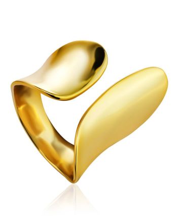 Unclosed Gorgeous Gold-Plated Silver Ring The Liquid, Ring Size: Adjustable, image 