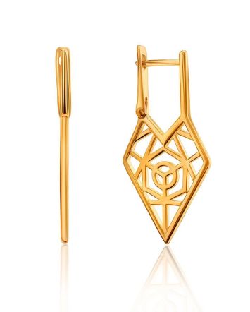 Geometric Gold Plated Silver Earrings, image 