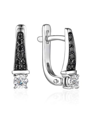 White Gold Earrings With Black And White Diamonds, image 