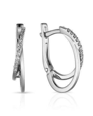 Stylish White Gold Diamond Earrings, image 