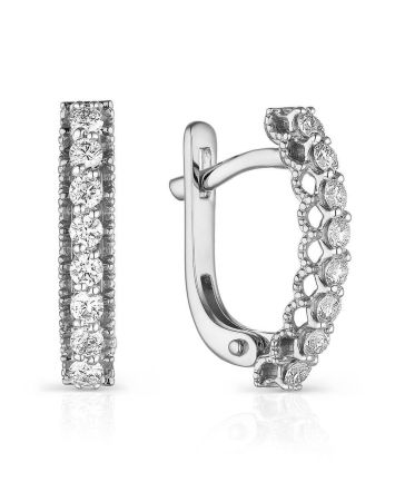 Stylish White Gold Diamond Earrings, image 