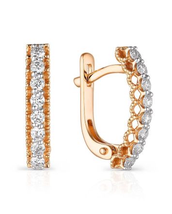 Classy Gold Diamond Earrings, image 