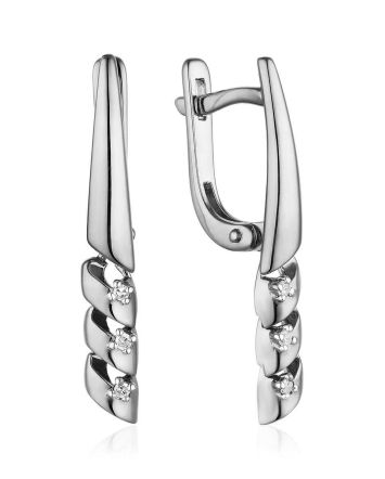 White Gold Earrings With Diamond Dangles, image 