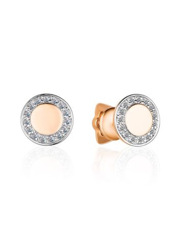Round Diamond Stud Earrings In Gold, image 