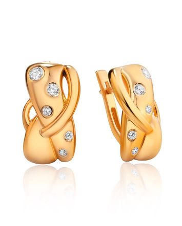 Lustrous Gold Plated Silver Earrings, image 