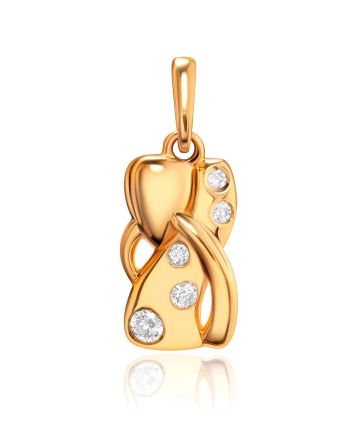 Bright Gold Plated Silver Pendant With Crystals, image 