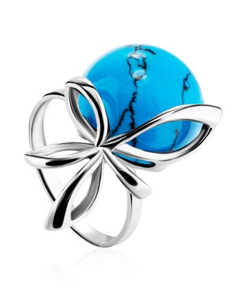 Яркое кольцо из серебра с бирюзой «Черри», Ring Size: 6.5 / 17, image 