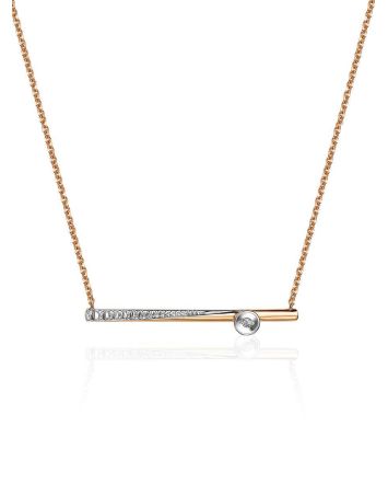 Golden Necklace With Diamond Crossbar Pendant, image 