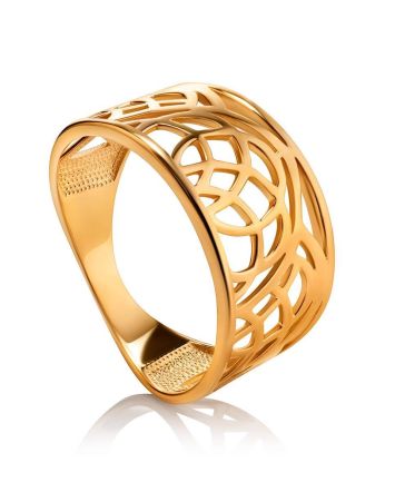 Laced Gold Plated Silver Band Ring, Ring Size: 7 / 17.5, image 