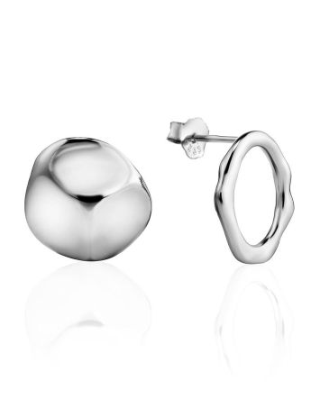 Asymmetric Pairing Of Silver Earrings The Liquid, image 