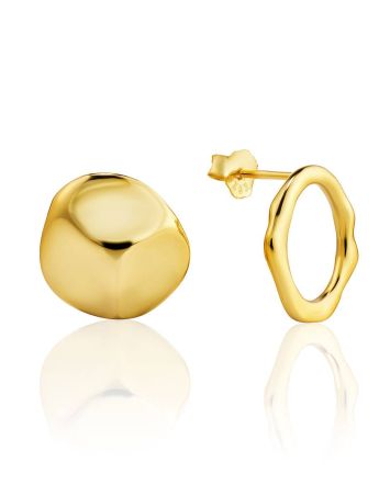 Asymmetric Pairing Of Gold-Plated Silver Earrings The Liquid, image 