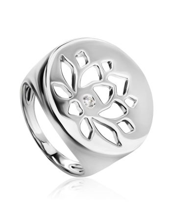 Silver Signet Ring With Crystal The Enigma, Ring Size: 6.5 / 17, image 