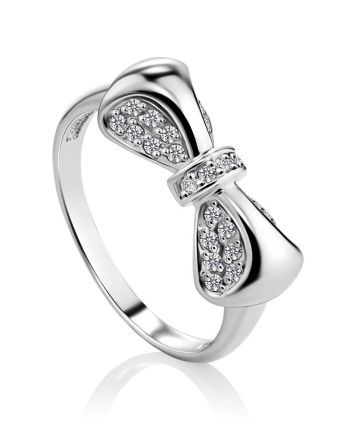 Cute Silver Crystal Ring, Ring Size: 6.5 / 17, image 