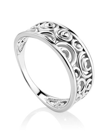 Silver Laser Cut Band Ring The Sacral, Ring Size: 9 / 19, image 