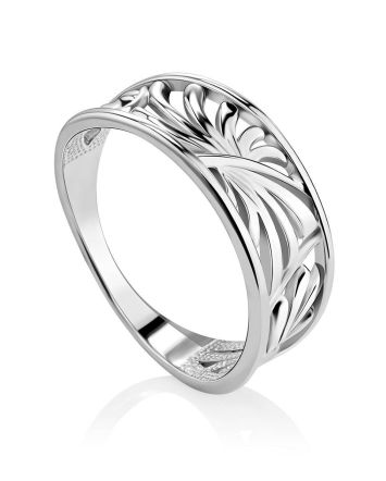 Silver Leaf Cut Out Ring The Sacral, Ring Size: 7 / 17.5, image 