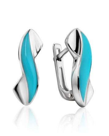 Cute Silver Earrings With Enamel, image 
