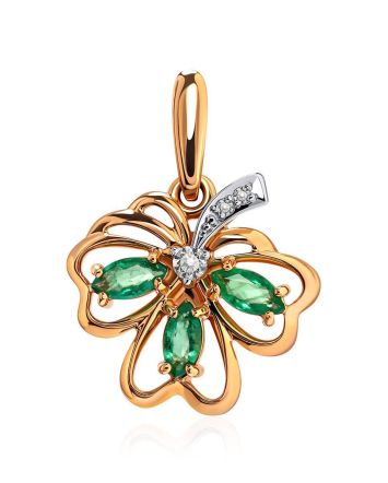 Amazing Golden Pendant With Emeralds And Diamonds The Legend, image 