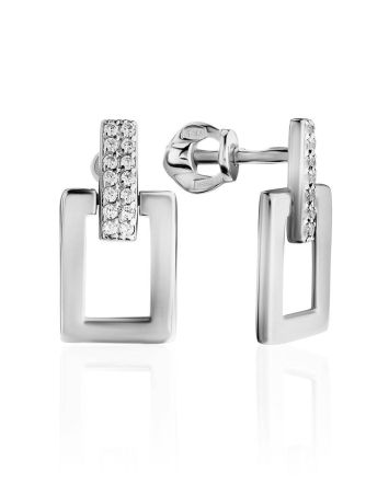Geometric Silver Studs With Crystals The Astro, image 