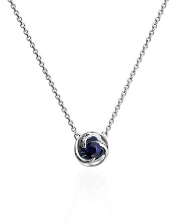 Laconic White Gold Sapphire Necklace, image 