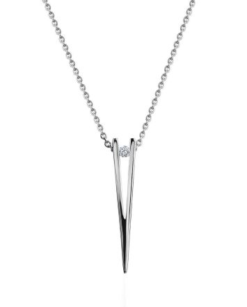 White Gold Necklace With Geometric Diamond Pendant, image 