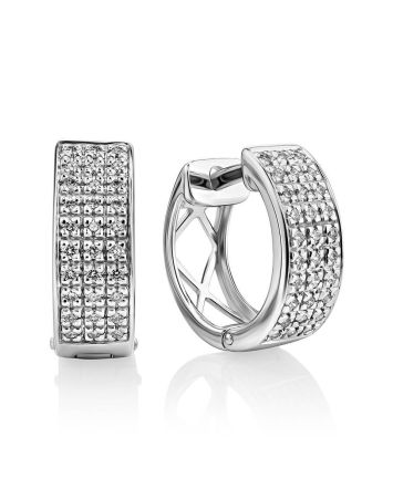 Elegant White Gold Diamond Earrings, image 